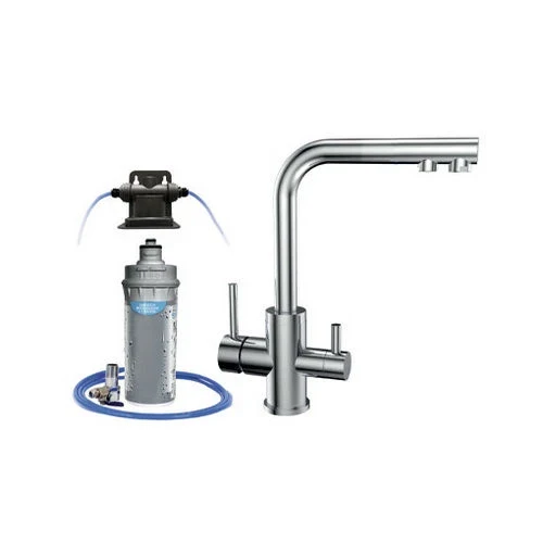 Kit microfiltrazione acqua sottolavello rubinetto 3 vie river argento nero opaco aut. max 11000 lt