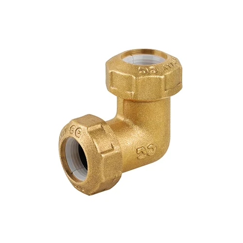 Gomito doppio in ottone per tubo pe 25x25