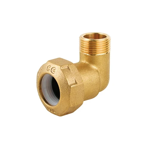 Gomito maschio in ottone per tubo pe 1/2 x 20