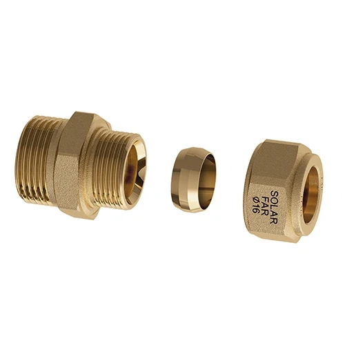 Nipple maschio con tenuta metallica per impianti solari 3/4 diam. 16