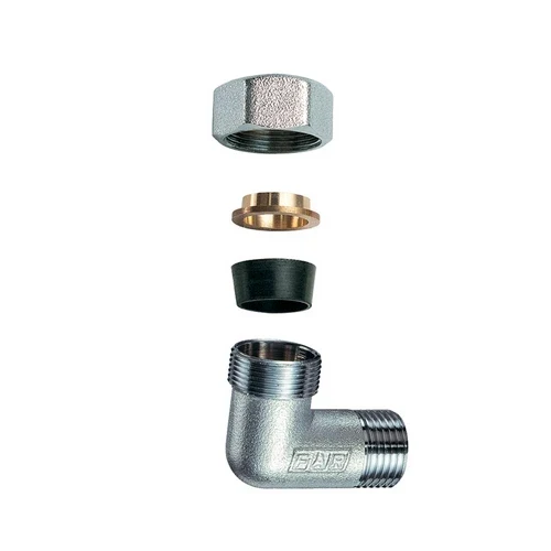 Gomito maschio cromato c/monocono in gomma per rame 3/4 x 22
