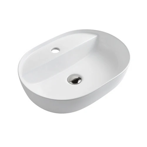 Lavabo da appoggio ovale mod. lav04 cm 50x38x12 bianco lucido