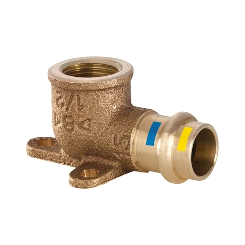 Gomito 90 f fil.f con flangia a 3 fori a pressare acqua gas b one diam 18 x 1/2