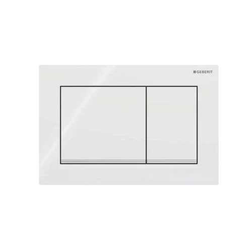 Placca di comando 2 tasti omega 20 squadrata nero luc. bordoinf cromo luc.