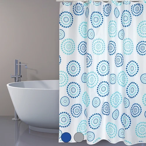 Tenda per doccia in tessuto poliestere dots cm 180x200 blu