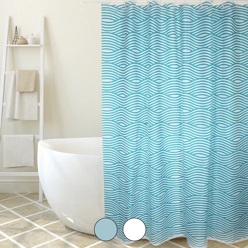 Tenda per doccia in tessuto poliestere wave cm 180x200 turchese