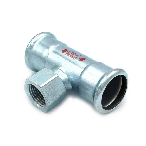 T con derivazione filetto f a pressare in acciaio carbonio steel pres 3/4 x 28 x 28