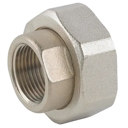 Raccordo in 2 pz ff per pompa in ottone nichelato con guarnizione 1 1/4 x 2