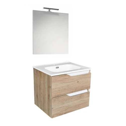 Mobile bagno sospeso mod. praga l. 60 cm rovere scuro tortora opaco