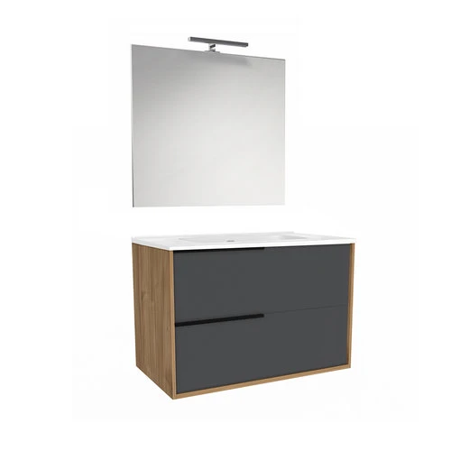 Mobile bagno sospeso mod. lisboa consolle l. 80 cm noce grafite opaco