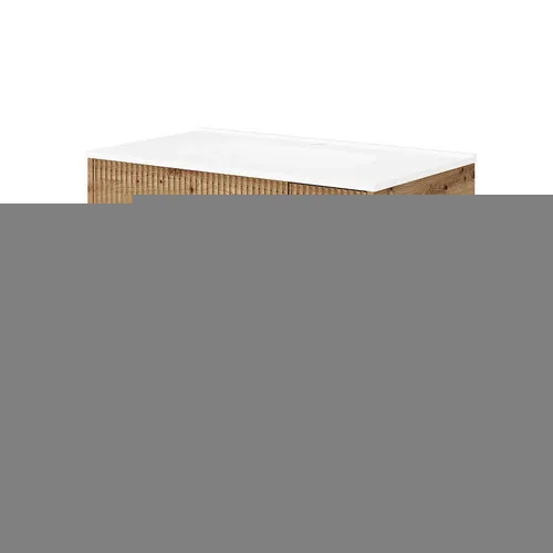Base sospesa mobile bagno con lavabo mod. trio cannettato cm 101x46 grigio antico