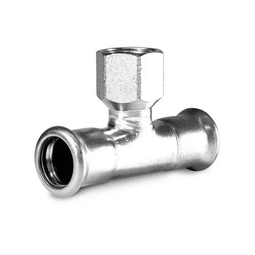 Ti con derivazione filetto f a pressare in acciaio carbonio 1/2 x 15 x 15
