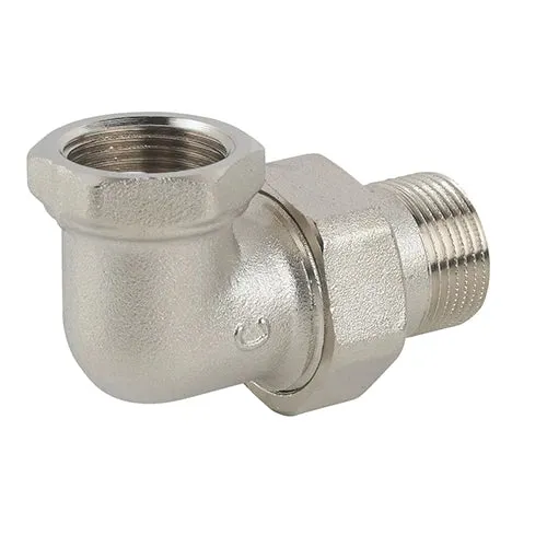 Raccordo curvo in 3 pz mf sede piana in ottone nichelato c/guarnizione 1/2
