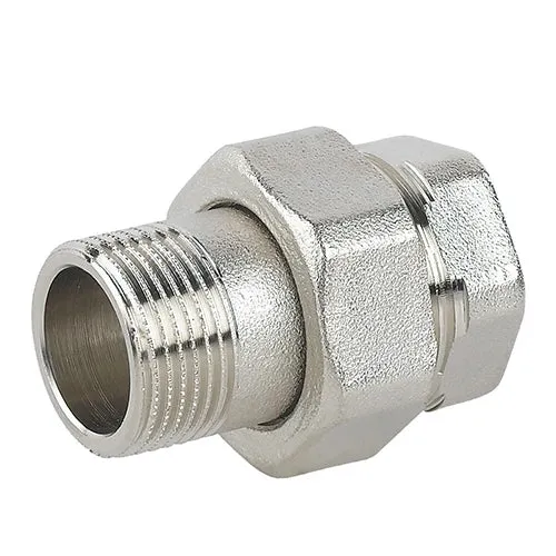 Raccordo diritto 3 pz mf sede piana in ottone nichelato c/guarnizione 1 1/2