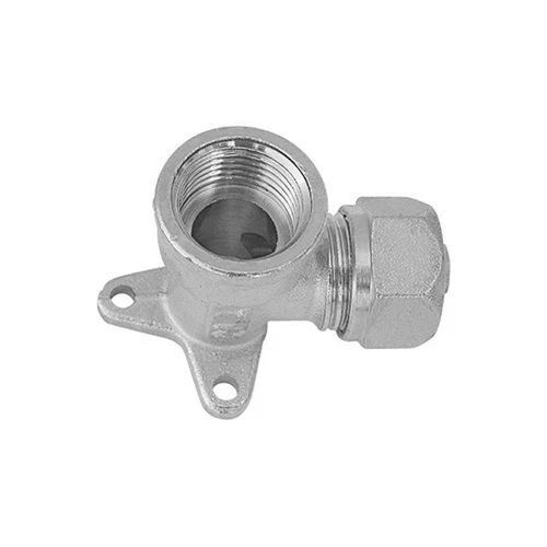 Raccordo curvo femmina con flangia a 3 fori tiemme per multistrato 1/2 x 20 -conf