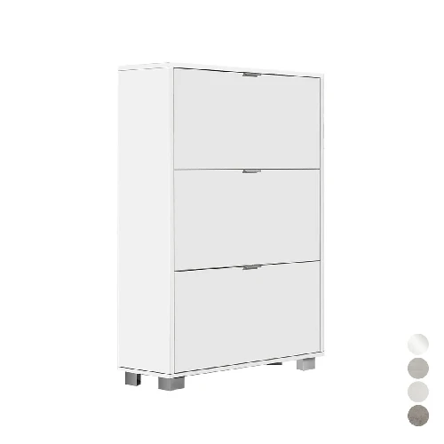 Scarpiera con 3 ribalte in nobilitato cm l76xh118xp30 olmo bianco